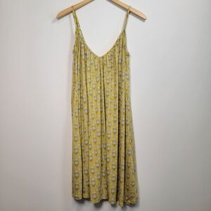 Boden Yellow Floral Adjustable Strap Dress Jersey Stretch Sz 10R Summer *READ*
